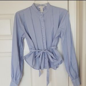 H&M Baby Blue Peplum Buttom Up Blouse Sz: 6 NWOT